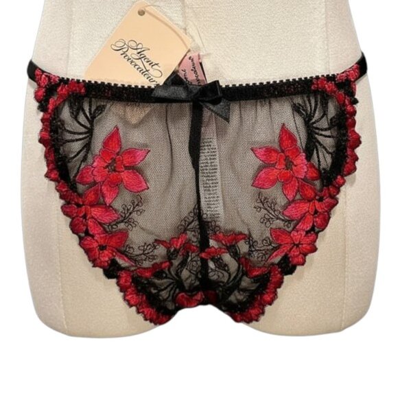 Agent Provocateur SET Pink and Black Brianna Bra 36DD String Brief LARGE NWT - Picture 14 of 17